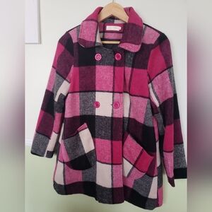 Red and Black Plaid Coat Size Large
